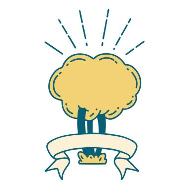 Dövme stili ağaçlı kaydırma pankartı