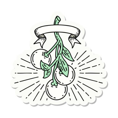 Bir dövme stili ökseotu meyvesi çıkartması.