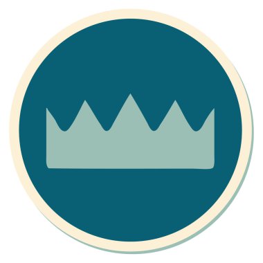 Geleneksel taç stiliyle dövme çıkartması.