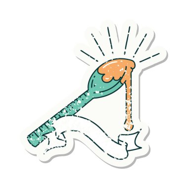 Bir kaşık bal dövmesi stili eski bir etiket