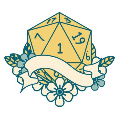 Retro Dövme Biçimi Doğal bir d20 zar atma