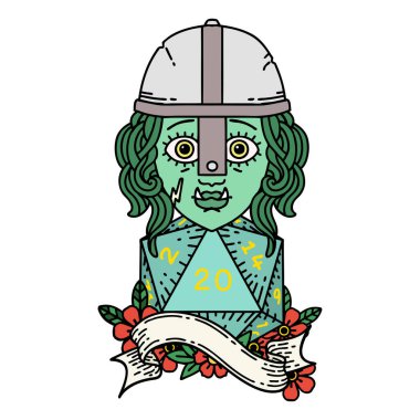 Retro Dövme Tarzı Yarı Ork Dövüşçüsü Doğal 20 zarlı