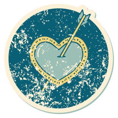 ok ve kalbin sembolik depresif dövme görüntüsü