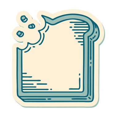 Dövme etiketi geleneksel stil ısırılmış ekmek dilimi.