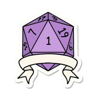 Doğal bir d20 zar çıkartması.