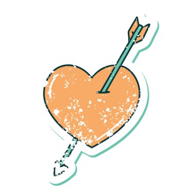 ok ve kalbin sembolik depresif dövme görüntüsü