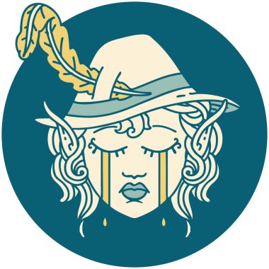 Retro Dövme Tarzı Ağlayan Elf Ozan karakter yüzü