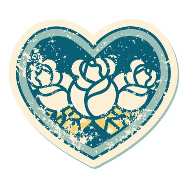 Bir kalp ve çiçeğin sembolik kederli dövme görüntüsü