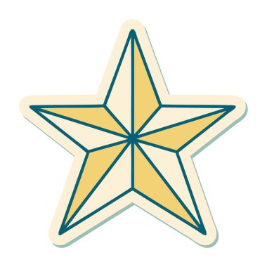 Geleneksel bir yıldız stiliyle dövme çıkartması