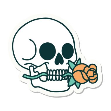 Geleneksel bir kafatası stili dövme çıkartması