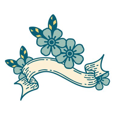 Geleneksel dövmeli çiçek bayrağı