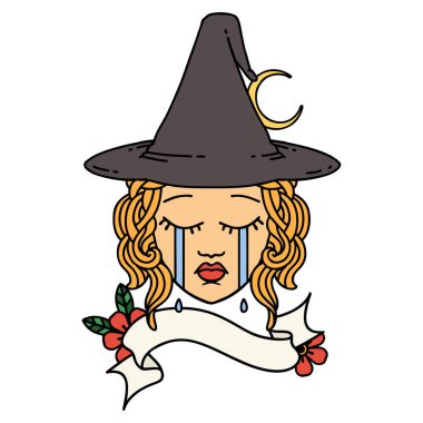 Retro Dövme Tarzı İnsan Cadı Yüzü