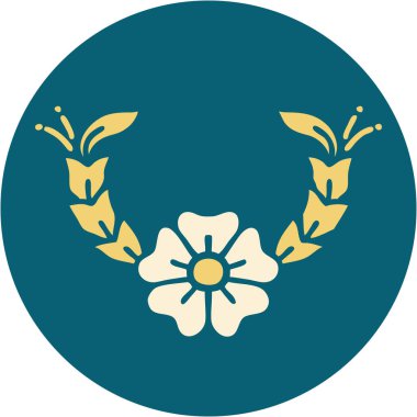 Dekoratif bir çiçeğin ikonik dövme şekli