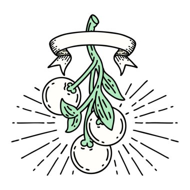 Dövme stili ökseotu böğürtlenli parşömen.