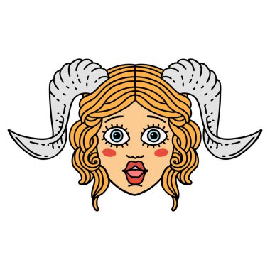 Retro Dövme Biçimi tiefling karakter yüzü