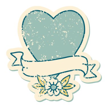 ikonik sıkıntılı çıkartma dövme stili bir kalp ve bayrak