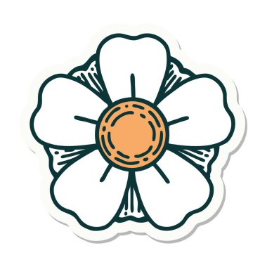 Geleneksel bir çiçek stiliyle dövme çıkartması