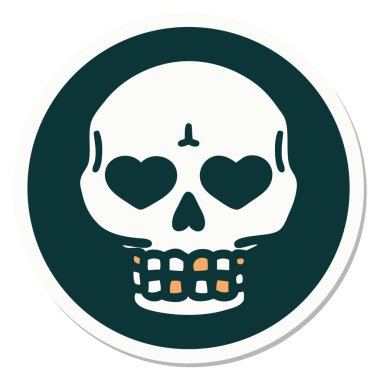 Geleneksel bir kafatası stili dövme çıkartması