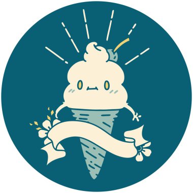 Dövme stili dondurma karakterinin simgesi