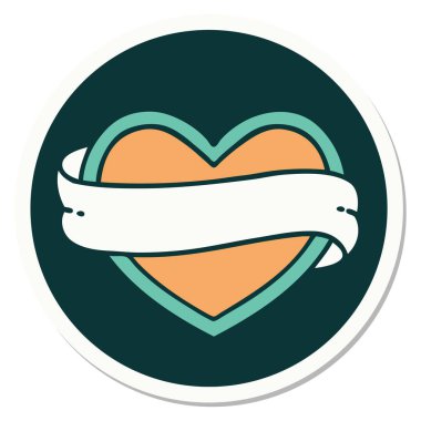 Geleneksel kalp ve bayrak stiliyle dövme çıkartması