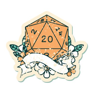 Retro Dövme Biçimi Doğal 20 D20 zar atma