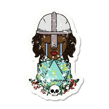 Retro Dövme Tarzı Ağlayan İnsan Dövüşçüsü