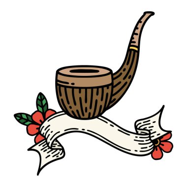 Geleneksel dövmeli sigara tiryakisi piposu.