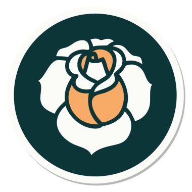 Geleneksel bir çiçek stiliyle dövme çıkartması