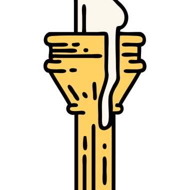 Geleneksel şamdan stili dövme.