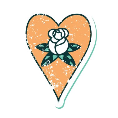 Bir kalp ve çiçeğin sembolik kederli dövme görüntüsü