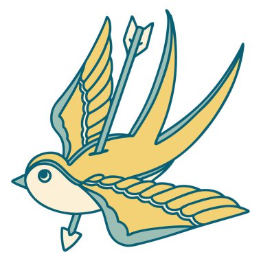 Okun deldiği bir kırlangıcın ikonik dövme şekli