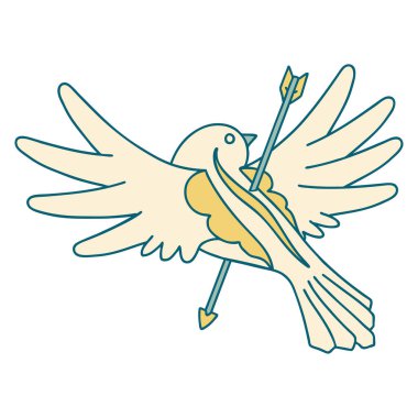 Okla delinmiş bir güvercinin ikonik dövme görüntüsü