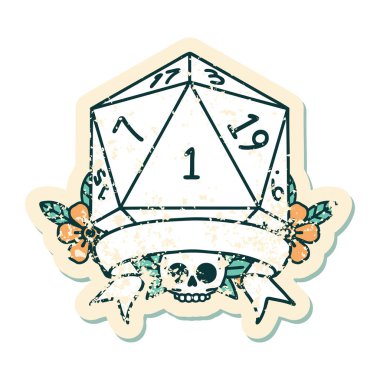 Retro Dövme Biçimi Doğal bir d20 zar atma