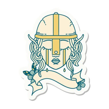 Ağlayan bir elf savaşçı karakterinin çıkartması.