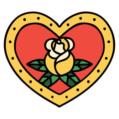 Geleneksel kalp ve çiçek şeklinde dövme.