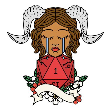 Retro Dövme Biçimi ağlama Doğal bir D20 rulo ile döşeme