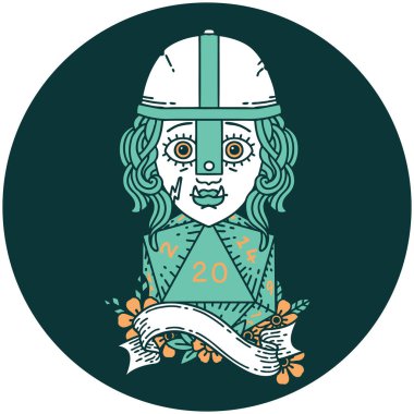 Yarı Ork dövüşçüsünün doğal 20 zarlı ikonu.