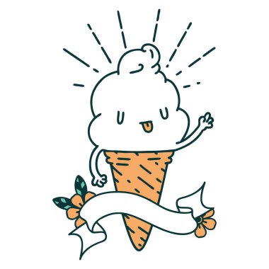 Dövme stili dondurma karakterli parşömen.