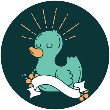 Dövme stili plastik ördek ikonu