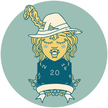 Retro Dövme Biçimi Doğal 20 zarlı yarım ork ozanı