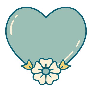 Bir kalp ve çiçeğin ikonik dövme şekli