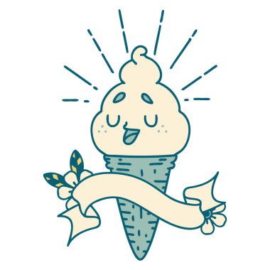 Dövme stili dondurma karakterli parşömen.