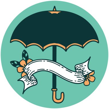 bir şemsiye pankartı ile dövme biçimi simgesi