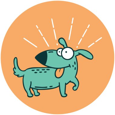 Dövme stili mutlu köpeğin simgesi