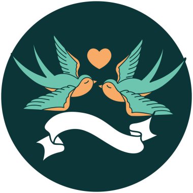 Kırlangıç bayrağı ve kalp dövmesi simgesi