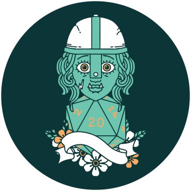 Yarı Ork savaşçı karakterinin doğal 20 zar atma ikonu