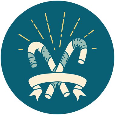 Dövme stili baston şeker ikonu