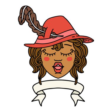 Retro Dövme Tarzı Sancaklı Ozan İnsan Şarkı Söyleyen Karakteri