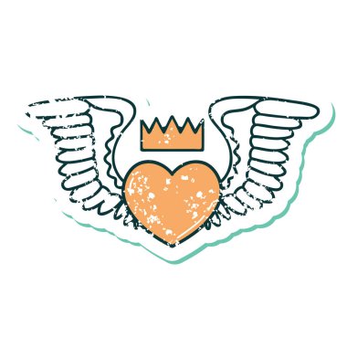 Kanatlı bir kalbin sembolik dövmesi.