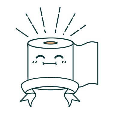 Dövme stili tuvalet kağıdı karakterli kaydırma pankartı